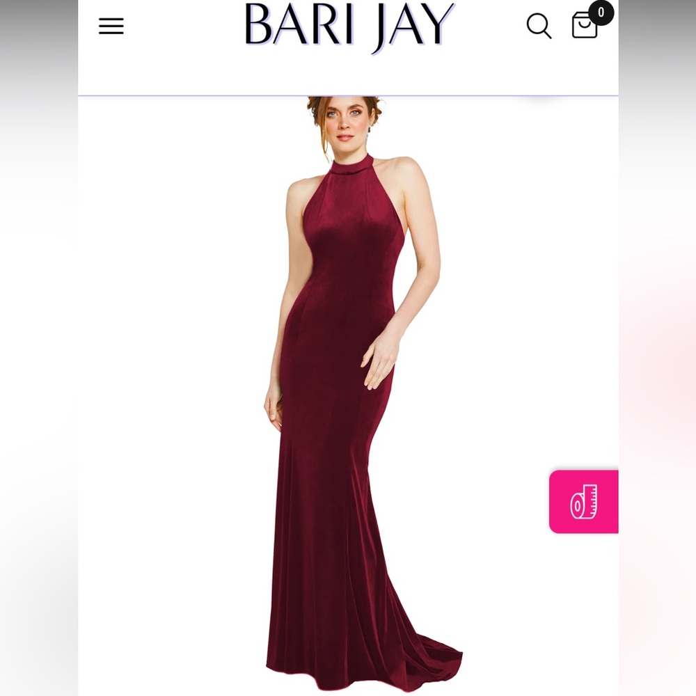 Bari Jay 2260 Wine velvet Halter Dress